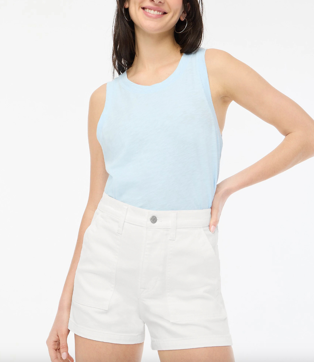 J.Crew White Utility Denim Short High Waist Pockets Classic Womens US 33 NWT